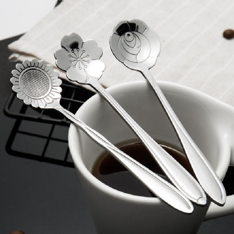 ELECTROPRIME 3 PCS Stainless Steel Household Creative Flower Spoon Coffee Stirring Spoon, Style:Bellflower Spoon