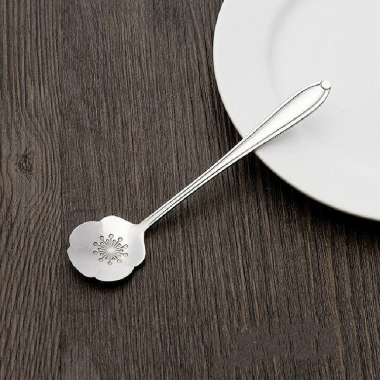 ELECTROPRIME 3 PCS Stainless Steel Household Creative Flower Spoon Coffee Stirring Spoon, Style:Plum Flower Spoon