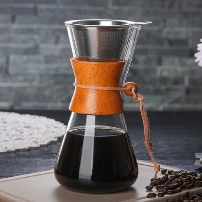 ELECTROPRIME Heat Resistant Glass Coffee Pot Convenient Hand Made Pot, Specification:600ml Coffee Pot with Strainer
