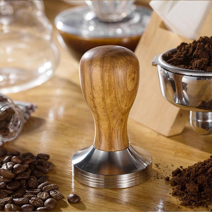 ELECTROPRIME Stainless Steel Solid Wood Handle Integrated Coffee Powder, Specification:58mm, Color:Rosewood Handle