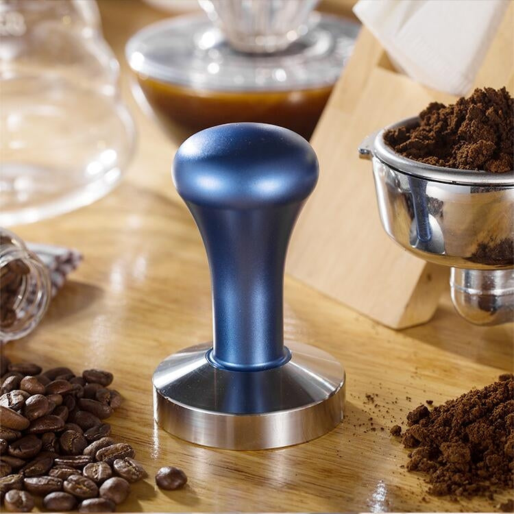 ELECTROPRIME Stainless Steel Solid Wood Handle Integrated Coffee Powder, Specification:58mm, Color:Stainless Steel Detachable Handle