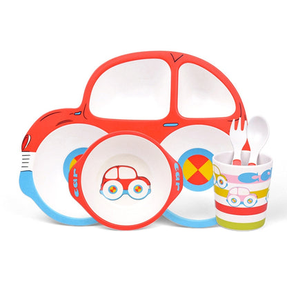 ELECTROPRIME Bamboo Fiber Cartoon Dinner Plate For Children(Red)