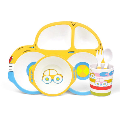 ELECTROPRIME Bamboo Fiber Cartoon Dinner Plate For Children(Yellow)
