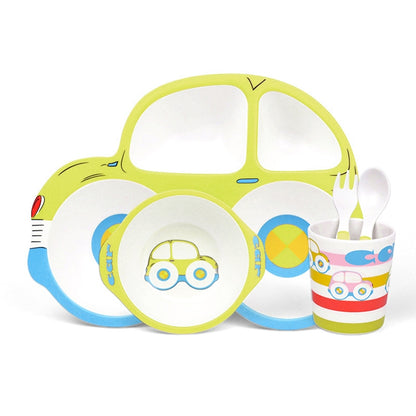 ELECTROPRIME Bamboo Fiber Cartoon Dinner Plate For Children(Green)