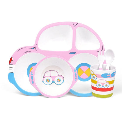 ELECTROPRIME Bamboo Fiber Cartoon Dinner Plate For Children(Pink)