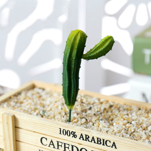 ELECTROPRIME 2 PCS Artificial Mini Cactus Garden Landscape Home Office Decoration, Style:Two Fairy Columns
