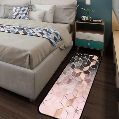 ELECTROPRIME Geometric Pattern Bedroom Door Rug Decorative Mat, Size:45x75cm(Black Gold)