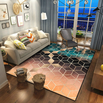 ELECTROPRIME Geometric Pattern Bedroom Door Rug Decorative Mat, Size:80x160cm(Black Gold)