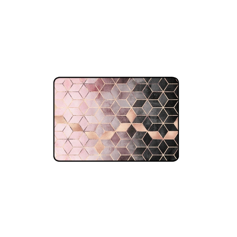 ELECTROPRIME Geometric Pattern Bedroom Door Rug Decorative Mat, Size:80x160cm(Black Gold)