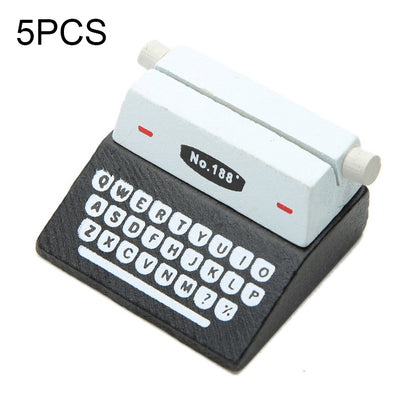 ELECTROPRIME 5 PCS Creative Coffee Vintage Wooden Typewriter Photo Card Desk Messege Memo Holder Stand Card Holder(Black)
