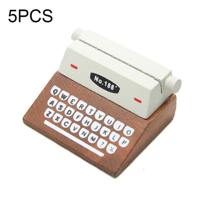 ELECTROPRIME 5 PCS Creative Coffee Vintage Wooden Typewriter Photo Card Desk Messege Memo Holder Stand Card Holder(Coffee)