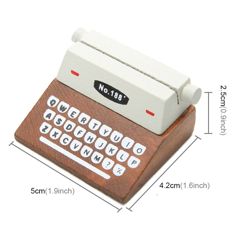 ELECTROPRIME 5 PCS Creative Coffee Vintage Wooden Typewriter Photo Card Desk Messege Memo Holder Stand Card Holder(Coffee)
