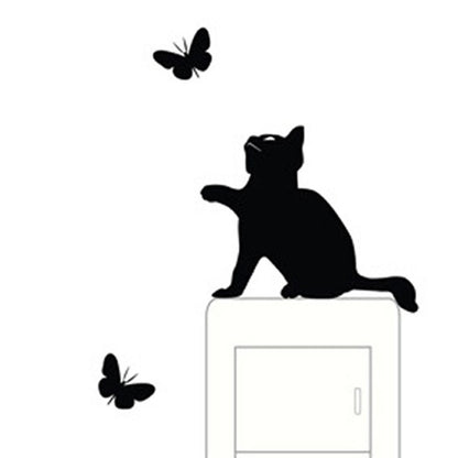ELECTROPRIME Cats And Butterflies Switch Stickers Embossed Childrens Room Wall Decals