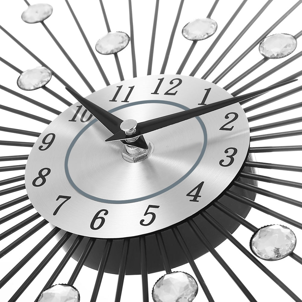 ELECTROPRIME Creative Wall Clock Crystal Silver Wrought Iron Wall Clock Personality Art Decoration Living Room Bedroom Clock