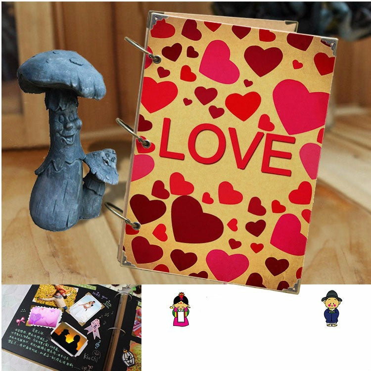 ELECTROPRIME 10 inch Paste-style Vintage Loose-leaf Iron Hoop Photo Album(15 Kraft Card +15 Black Card Pages)