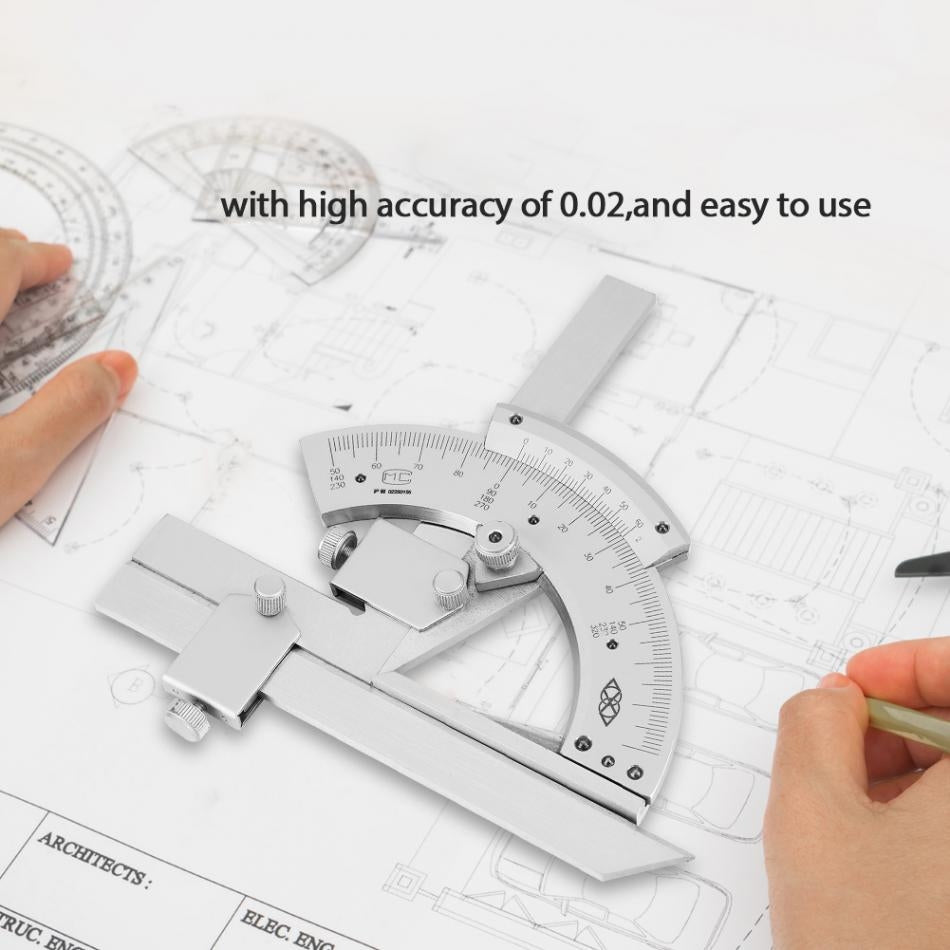 ELECTROPRIME High Carbon Steel Non-parallax Trimmer Protractor Angle Measuring Ruler