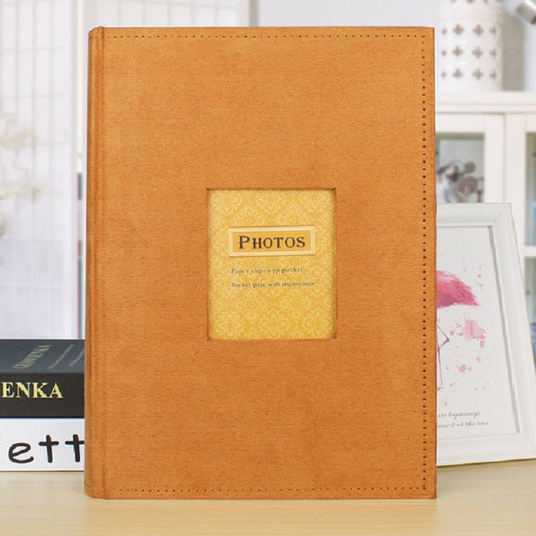 ELECTROPRIME 4R 6 inch 300 Sheet Photos 50 Pages Flannel Interstitial Album Creative Christmas Gift Postcard Storage Album(Orange)