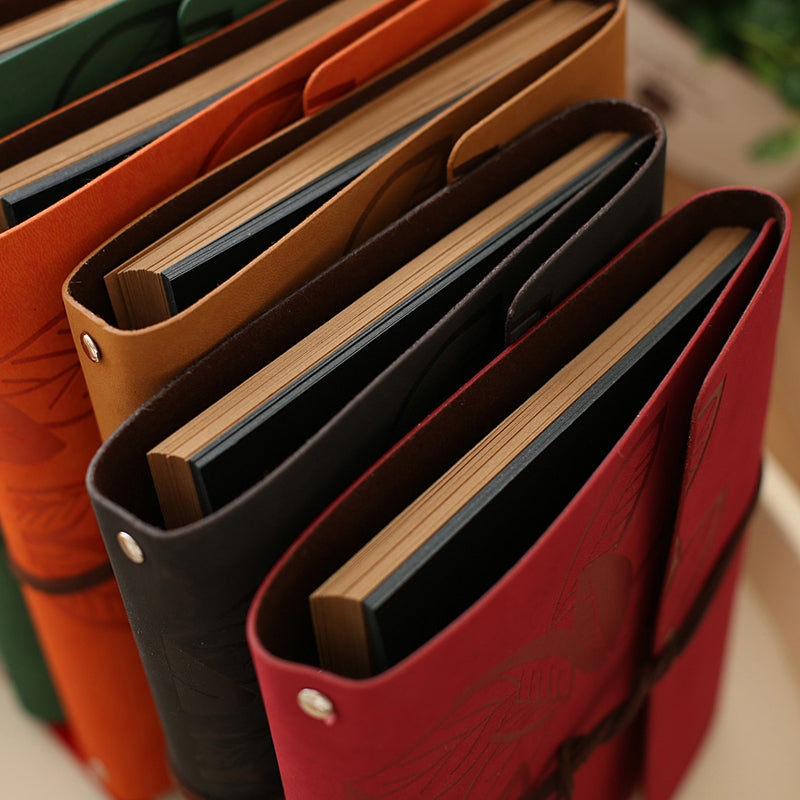 ELECTROPRIME PU Leather Vintage Antique Kraft Paper Photo Albums(Black)