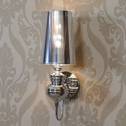 ELECTROPRIME Simple Modern Study Living Room Bedroom Bedside Lamp Fashion Creative Corridor Aisle Foyer Wall Lamp, Size:M(Silver)