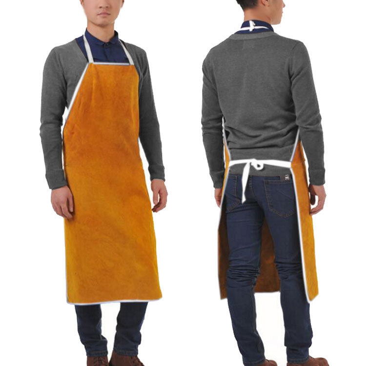 ELECTROPRIME Full Leather Electric Welding Apron High Temperature Fireproof Star Splash Protective Clothing(Orange)