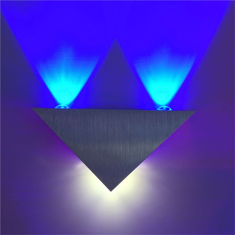 ELECTROPRIME 3W Aluminum Triangle Wall Lamp Home Lighting Indoor Outdoor Decoration Light, AC 85-265V(Blue Light)