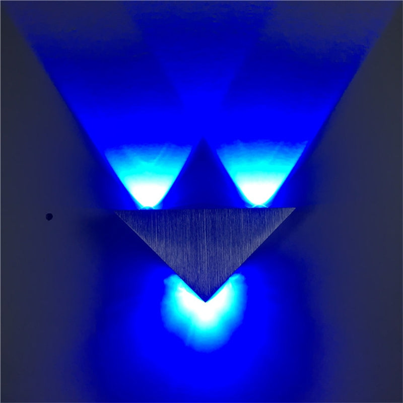 ELECTROPRIME 3W Aluminum Triangle Wall Lamp Home Lighting Indoor Outdoor Decoration Light, AC 85-265V(Blue Light)