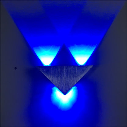 ELECTROPRIME 3W Aluminum Triangle Wall Lamp Home Lighting Indoor Outdoor Decoration Light, AC 85-265V(Blue Light)