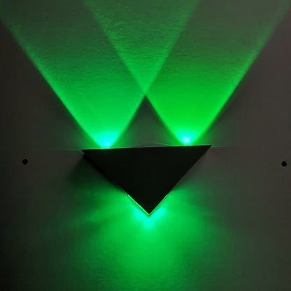 ELECTROPRIME 3W Aluminum Triangle Wall Lamp Home Lighting Indoor Outdoor Decoration Light, AC 85-265V(Green Light)