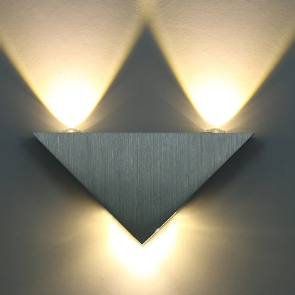 ELECTROPRIME 3W Aluminum Triangle Wall Lamp Home Lighting Indoor Outdoor Decoration Light, AC 85-265V(Yellow Light)