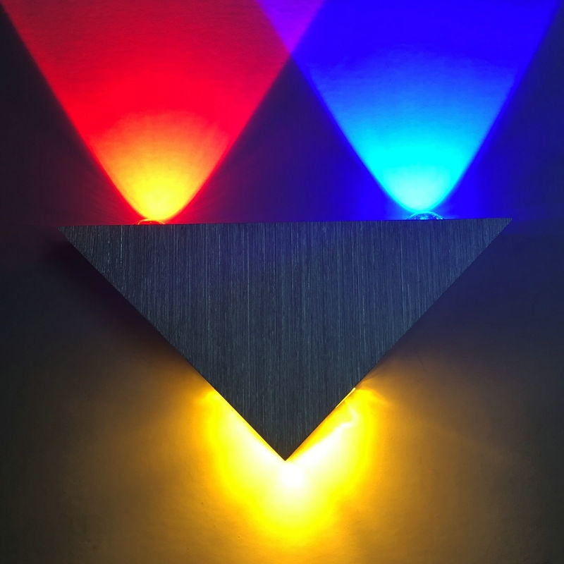 ELECTROPRIME 3W Aluminum Triangle Wall Lamp Home Lighting Indoor Outdoor Decoration Light, AC 85-265V(Mixed Colour Light)