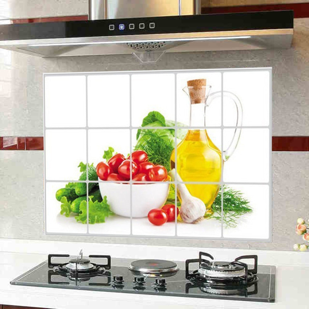 ELECTROPRIME 2PCS Vegetable Kitchen Stickers Oil-proof Stickers Antifouling Stickers Home Wall Stickers