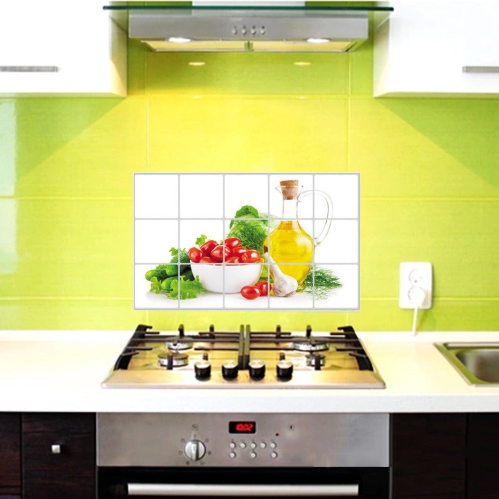 ELECTROPRIME 2PCS Vegetable Kitchen Stickers Oil-proof Stickers Antifouling Stickers Home Wall Stickers