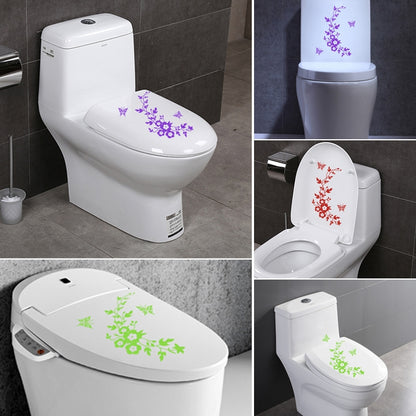 ELECTROPRIME Butterfly Flower Vine Bathroom Wall Stickers Home Decoration Wallpaper Wall Decals For Toilet Decorative Sticker(Pink)