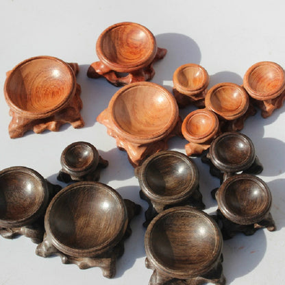 ELECTROPRIME Crystal Ball Wenwan Wooden Base Ornaments, Specification:Rosewood 3×2.5cm