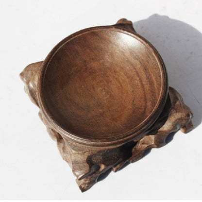 ELECTROPRIME Crystal Ball Wenwan Wooden Base Ornaments, Specification:Black Elm 3.5×2.5cm
