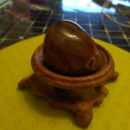 ELECTROPRIME Crystal Ball Wenwan Wooden Base Ornaments, Specification:Black Elm 4.5×2.5cm