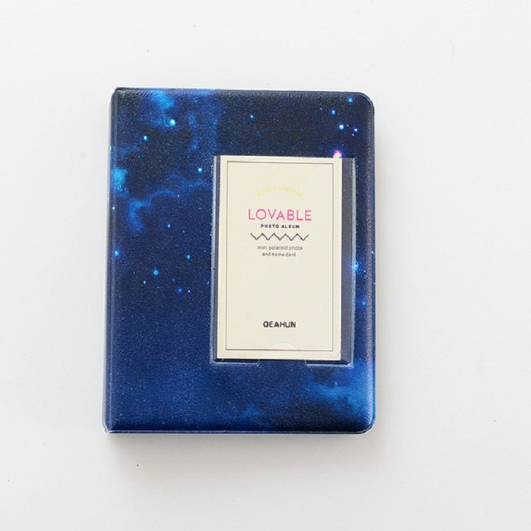 ELECTROPRIME 3 inch Colorful Starry Series PU Cover Album Photo Movie Ticket Storage Collection Photo Album Book(Dark Blue Starry Sky)