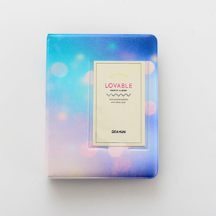 ELECTROPRIME 3 inch Colorful Starry Series PU Cover Album Photo Movie Ticket Storage Collection Photo Album Book(Blue Light Spot)