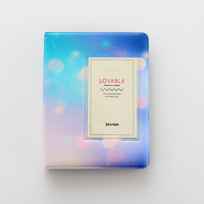 ELECTROPRIME 3 inch Colorful Starry Series PU Cover Album Photo Movie Ticket Storage Collection Photo Album Book(Blue Light Spot)