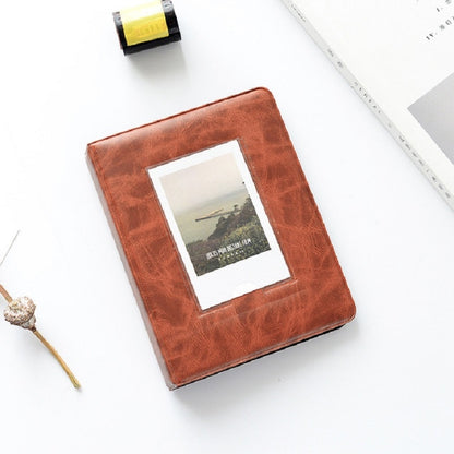 ELECTROPRIME 3 inch Colorful Starry Series PU Cover Album Photo Movie Ticket Storage Collection Photo Album Book(Vintage Red Brown)