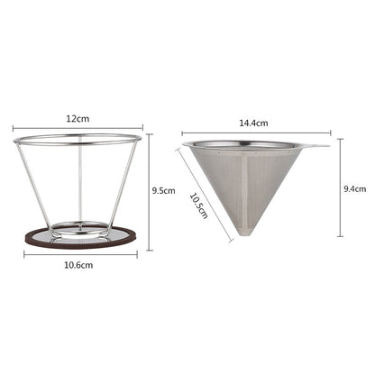 ELECTROPRIME Stainless Steel Filter Cone Filter Cartridge Tea Coffee Free Paper Filter Cup(Silver)