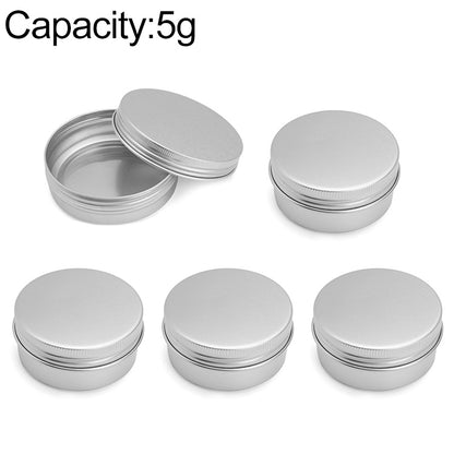 ELECTROPRIME 5 PCS Thread Refillable Aluminum Packaging Box Cosmetic Small Storage Case, Capacity:5g(Silver)