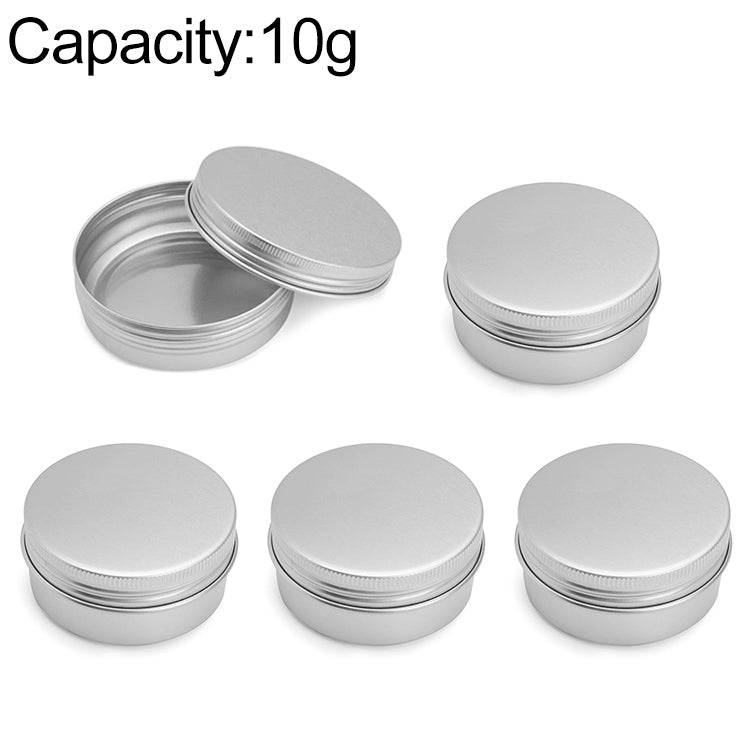 ELECTROPRIME 5 PCS Thread Refillable Aluminum Packaging Box Cosmetic Small Storage Case, Capacity:10g(Silver)