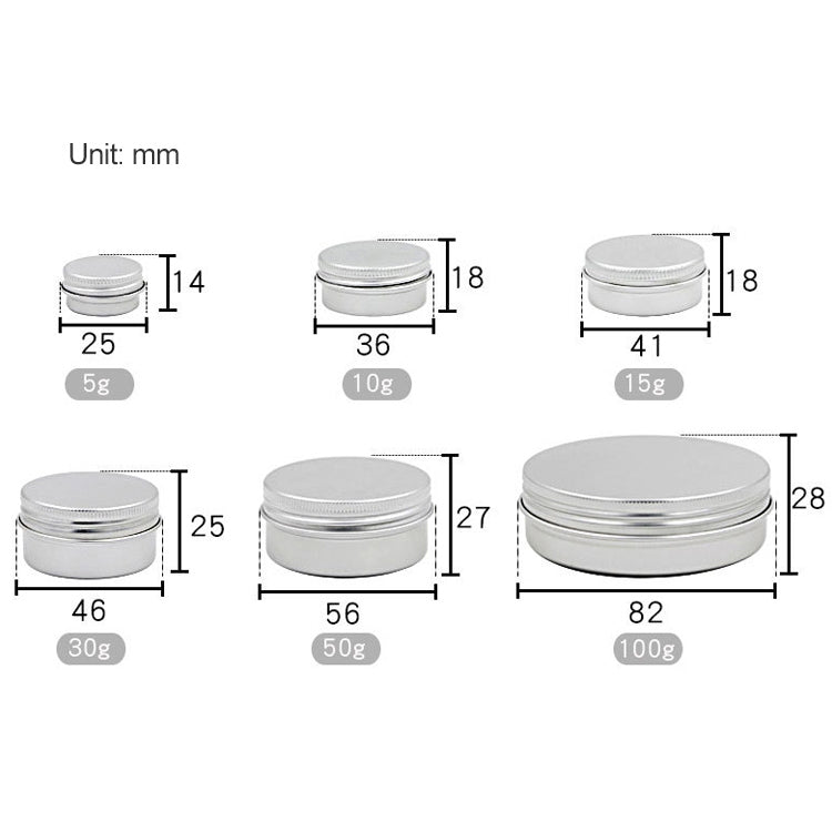 ELECTROPRIME 5 PCS Thread Refillable Aluminum Packaging Box Cosmetic Small Storage Case, Capacity:10g(Silver)