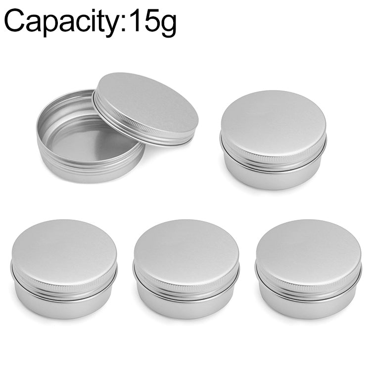 ELECTROPRIME 5 PCS Thread Refillable Aluminum Packaging Box Cosmetic Small Storage Case, Capacity:15g(Silver)