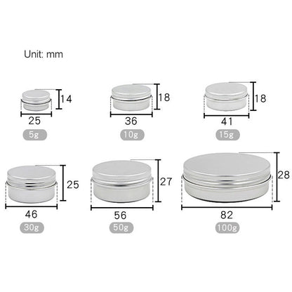 ELECTROPRIME 5 PCS Thread Refillable Aluminum Packaging Box Cosmetic Small Storage Case, Capacity:15g(Silver)