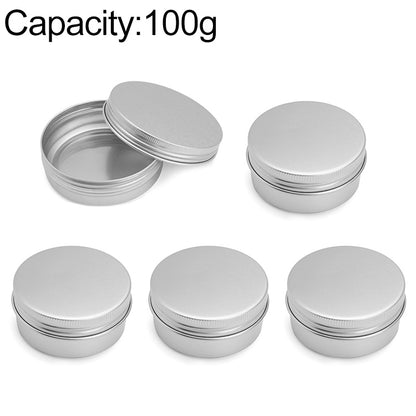 ELECTROPRIME 5 PCS Thread Refillable Aluminum Packaging Box Cosmetic Small Storage Case, Capacity:100g(Silver)