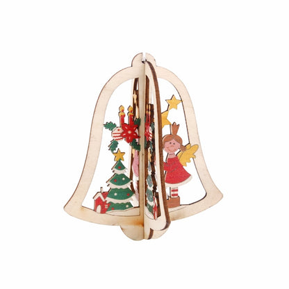 ELECTROPRIME 3D Christmas Wooden Pendant Christmas Tree Ornament DIY Santa Xmas Tree Decoration(Bell)