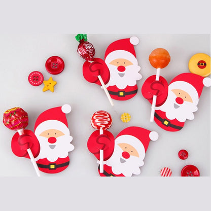 ELECTROPRIME 2 Packs Christmas Baking Decoration Cute Santa Penguin Lollipop Paper Card(Old Man)