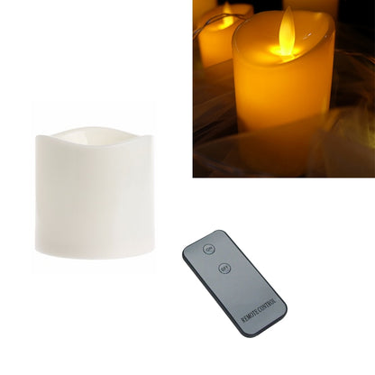 ELECTROPRIME Cylindrical LED Electronic Candle Light Simulation Wedding Candlestick Candle, Size:7.5x7.5cm with remote control